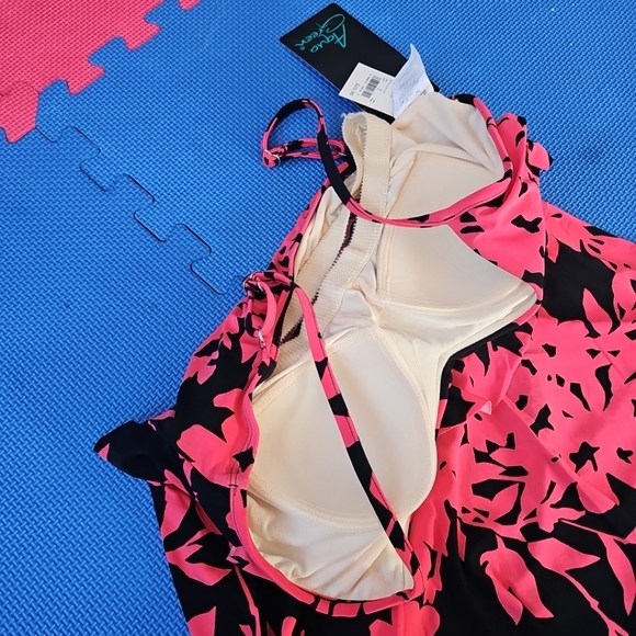 Nwt Aqua Green Women's UPF 50 Tiered Tankini And Skirt Bottom Set Size M - Picture 6 of 12